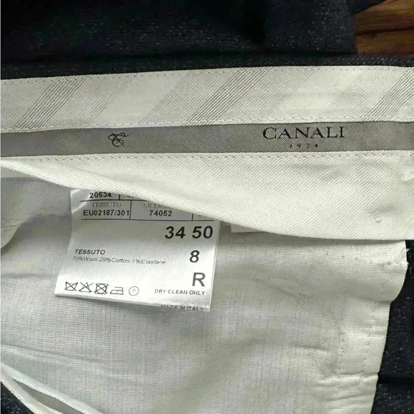 Canali Men’s Stretch‎ Wool Cotton Blend Blue Dress Pants Size 34x32 - Picture 4 of 9
